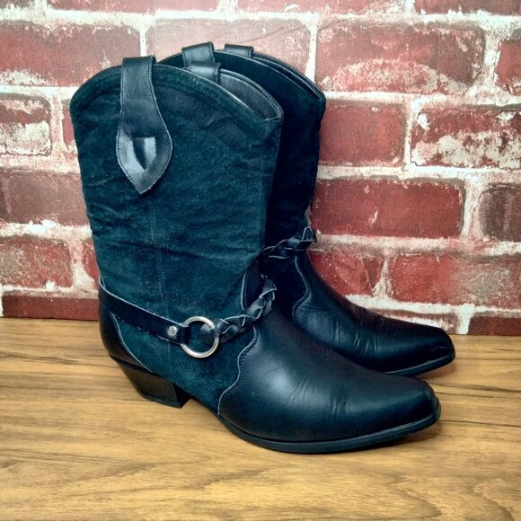Oak Tree Farms Cowboy Boots Womens Size 7 Leather Easy On Boots - Picture 1 of 5